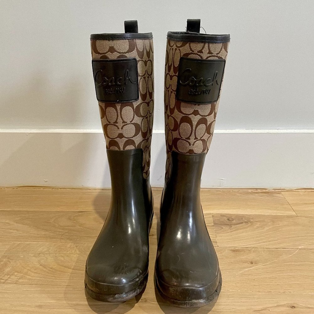 Coach monogram logo rain boots size 7